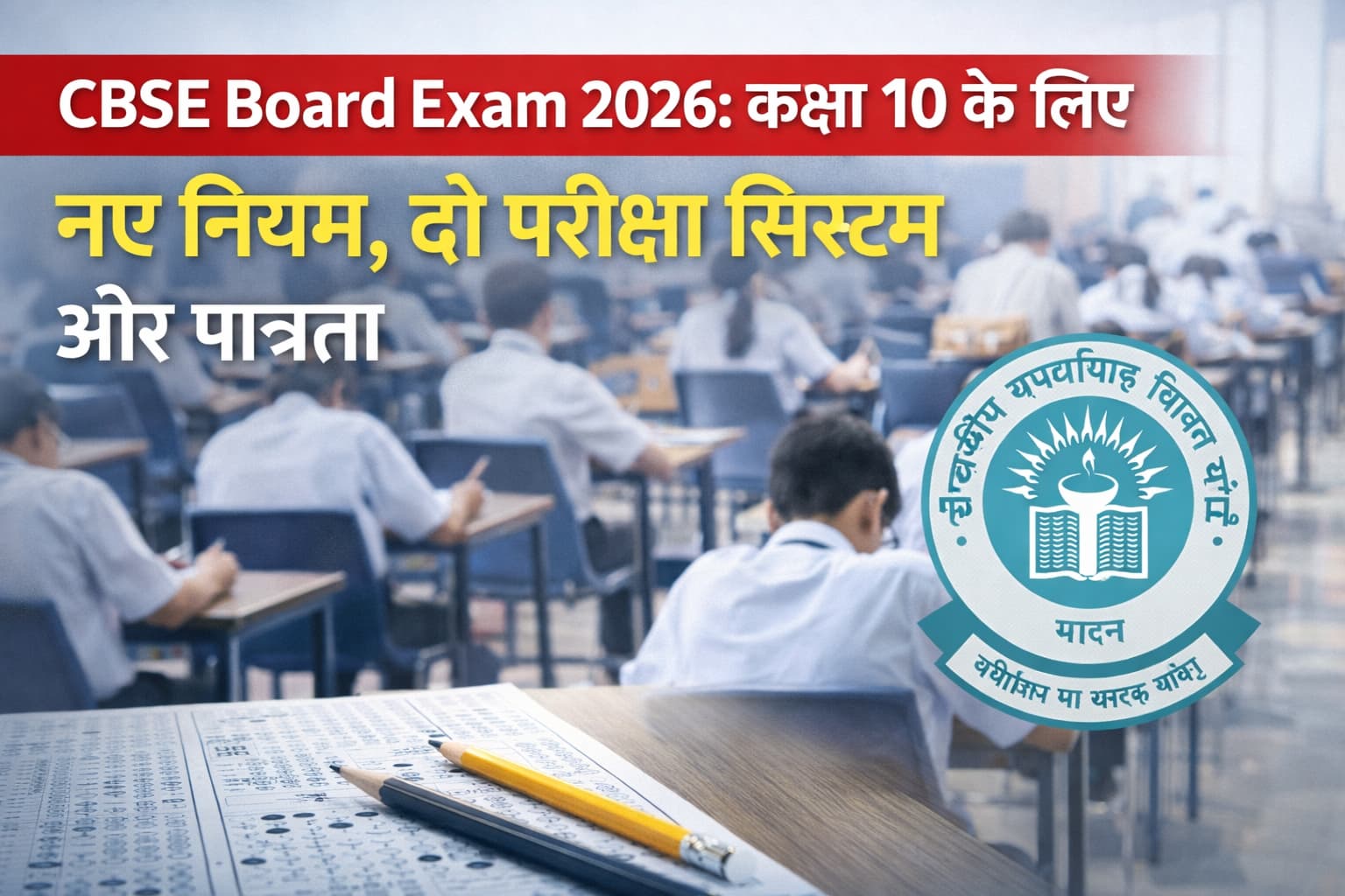 CBSE बोर्ड परीक्षा 2026 में कक्षा 10 के छात्रों के नए नियम और परीक्षा व्यवस्था दर्शाता प्रतीकात्मक चित्र