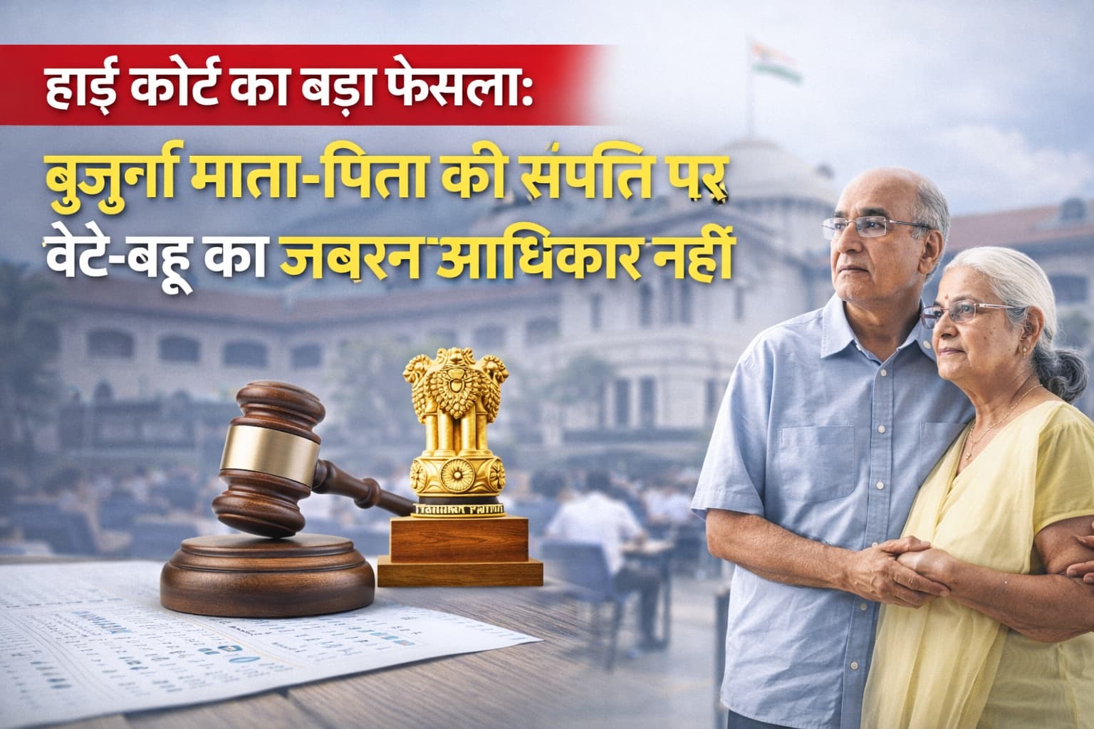 हाई कोर्ट के फैसले में बुजुर्ग माता-पिता की संपत्ति अधिकार से जुड़ा प्रतीकात्मक चित्र