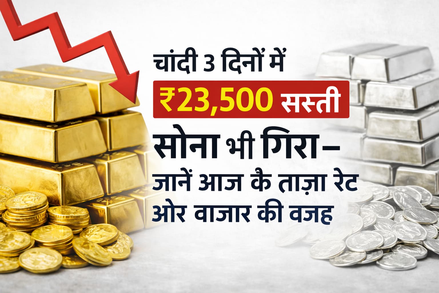 भारत में सोना और चांदी की कीमतों में गिरावट, कमोडिटी बाजार और Multi Commodity Exchange के संकेतों के बाद निवेशकों की नजर ताज़ा रेट पर