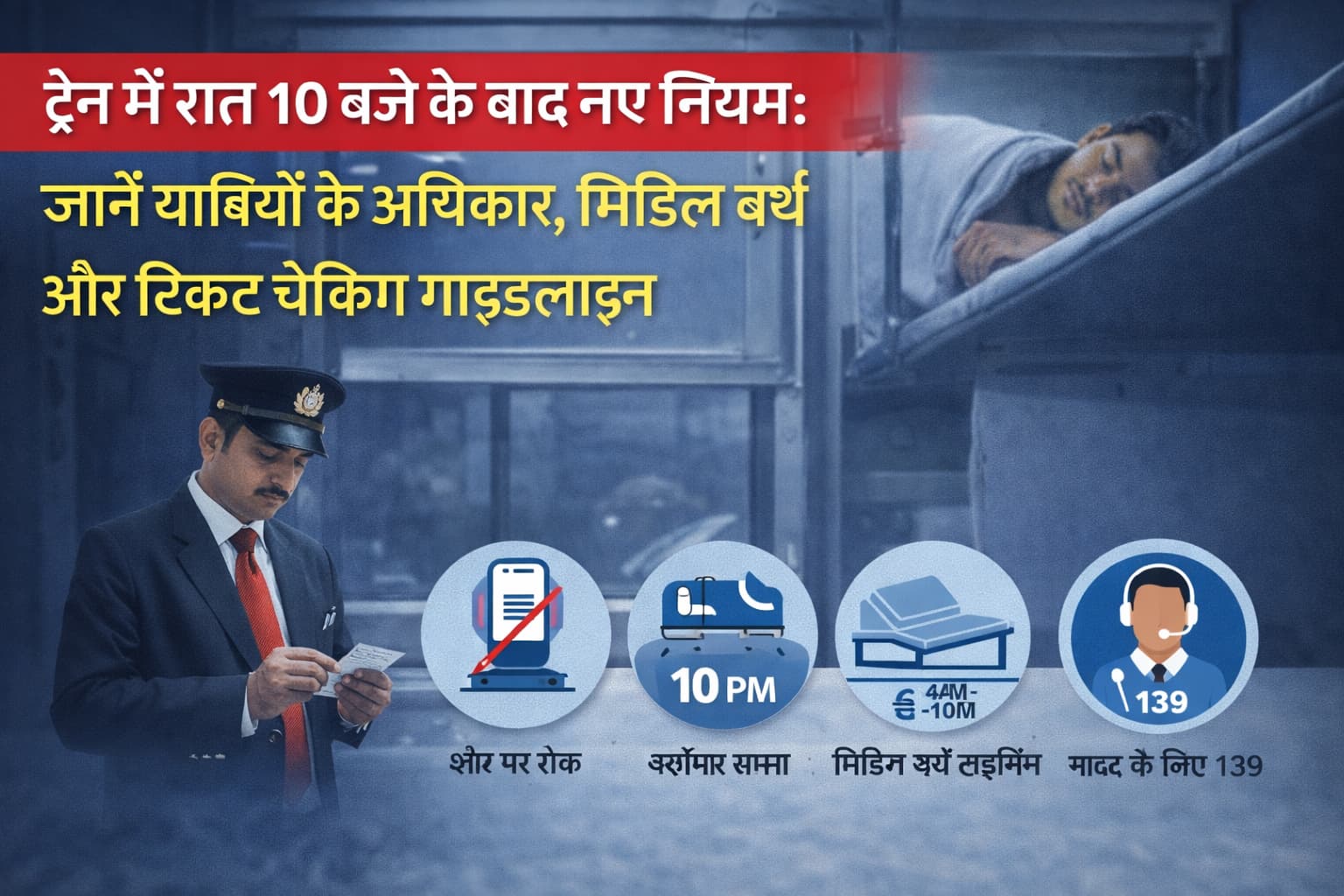 ट्रेन में रात के सफर के नियम दर्शाता प्रतीकात्मक चित्र