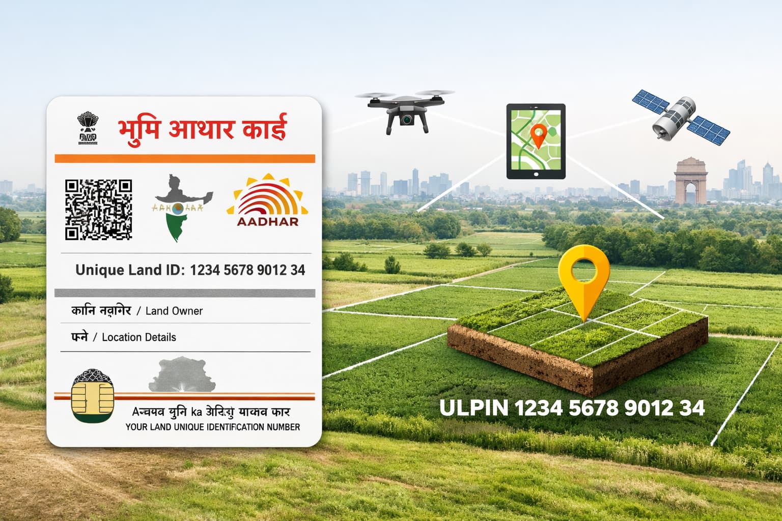 दिल्ली में जमीन को आधार कार्ड जैसा ULPIN यूनिक नंबर मिलने की डिजिटल प्रक्रिया का प्रतिनिधि चित्र