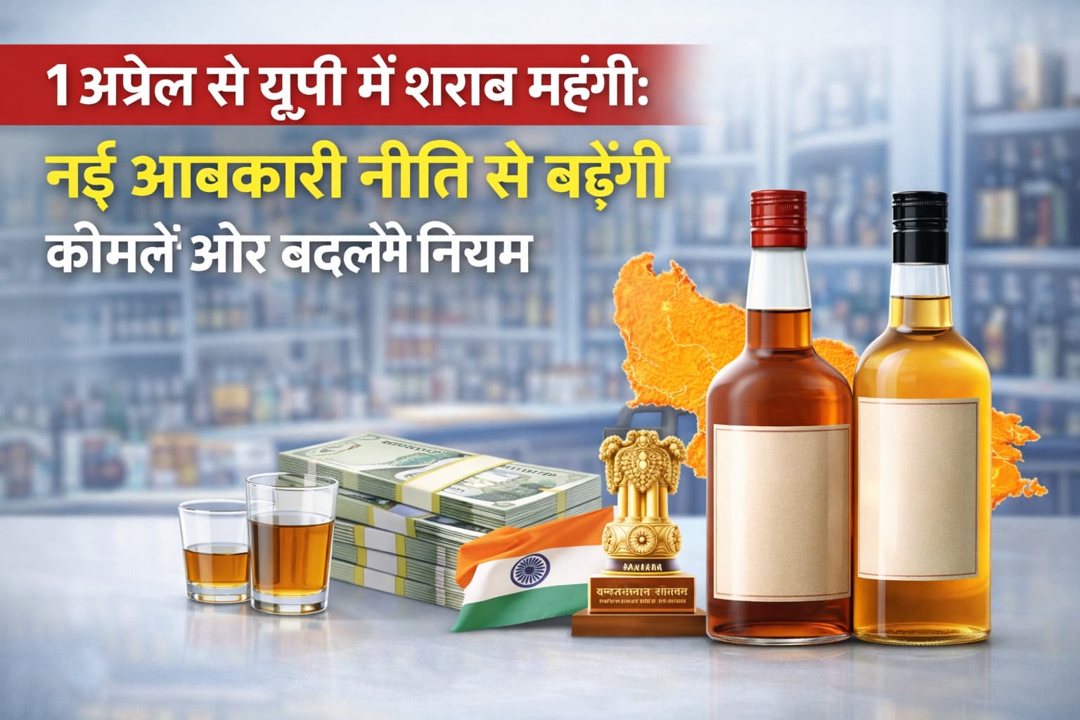 यूपी नई आबकारी नीति 2026 के बाद महंगी हुई शराब की प्रतीकात्मक तसवीर